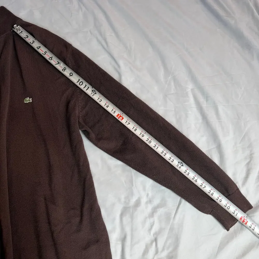 Lacoste Brown Quarter Zip Sweater Men's Size 7 XXL 100% Cotton Pullover